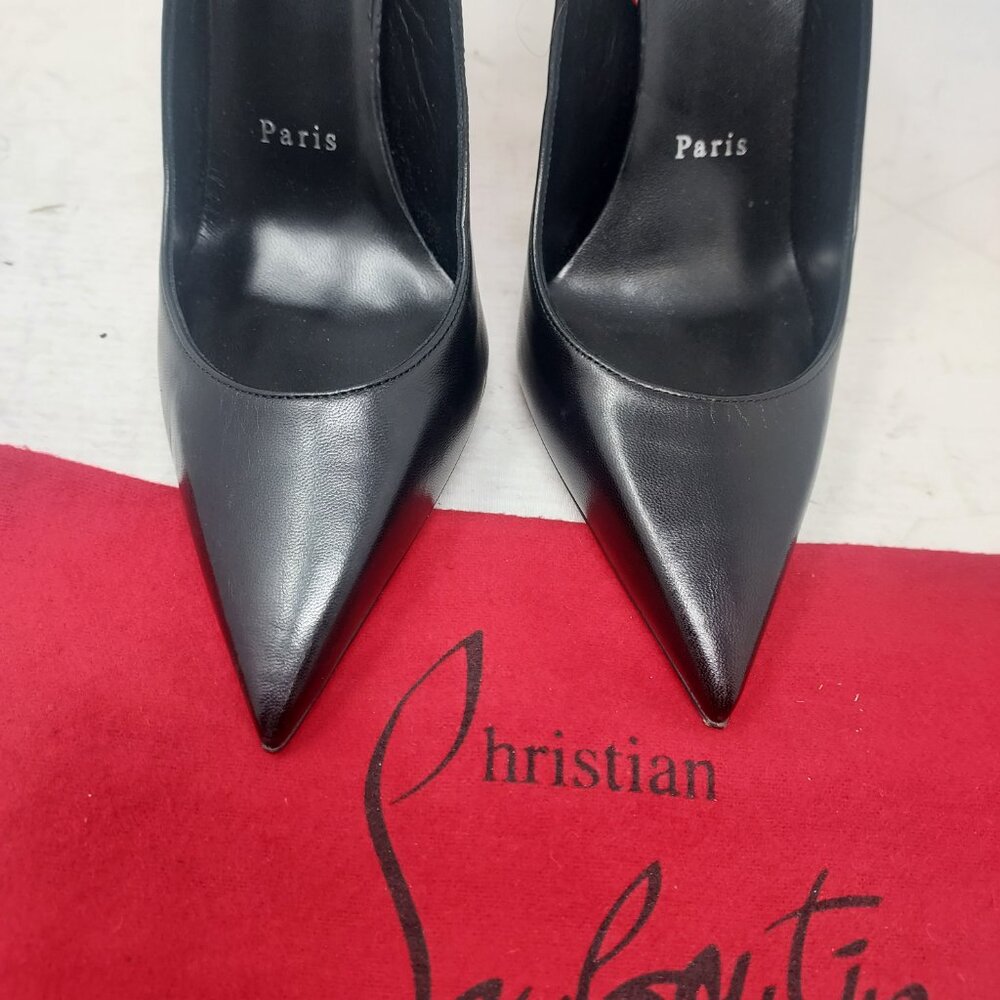 Christian Louboutin Black Strappy Condora Leather Heel Shoe - Picture 8 of 13